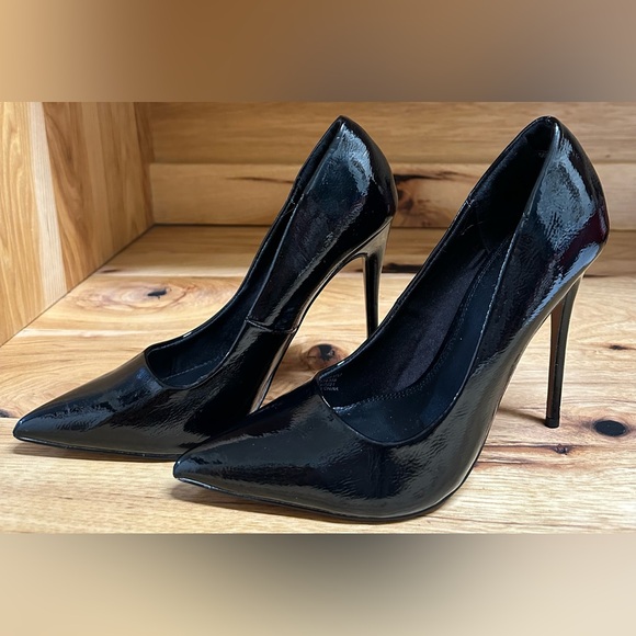 ASOS DESIGN Paphos pointed high heeled stiletto pumps in black patent NWT - Picture 5 of 11